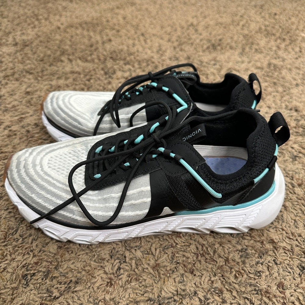 Vionic Fortune Womens 6.5‎ Grey Black Teal Mesh Orthotic Walking Sneakers